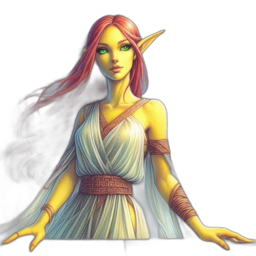 dress, staff, dragon, fantasy art transparent PNG cut-out