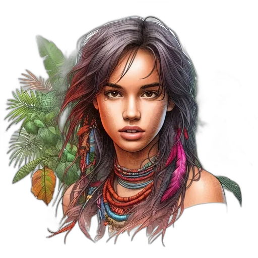 jewelry, face, hair, fantasy art transparent PNG cut-out