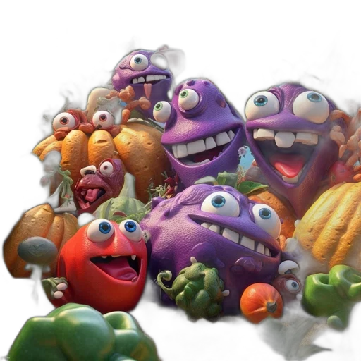 food, creature, concept art, 3d render transparent PNG cut-out