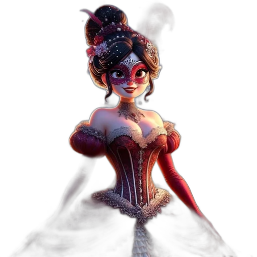 dress, mask, crown, staff transparent PNG cut-out
