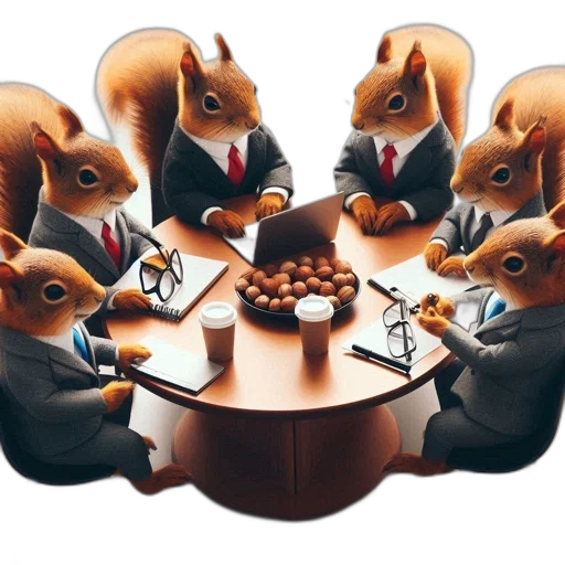 concept art, group, anthropomorphic, squirrels transparent PNG cut-out