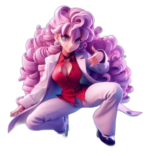 hair, dress, jacket, staff transparent PNG cut-out
