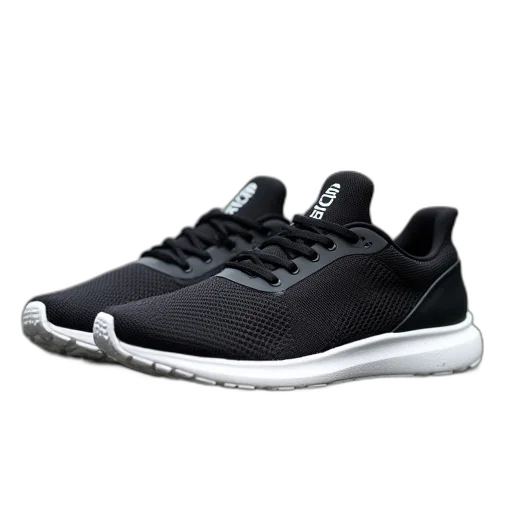 shoes, black, silver, mesh transparent PNG cut-out