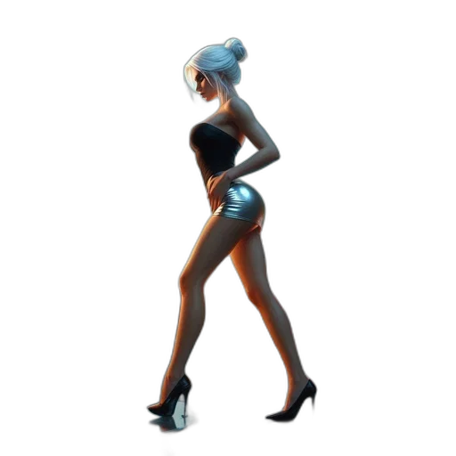 dress, robot, staff, weapon transparent PNG cut-out