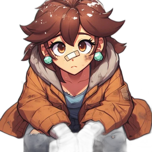 jacket, face, staff, creature transparent PNG cut-out