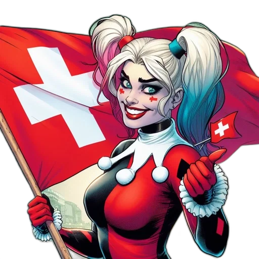 comic book art, cartoon, concept art, harley transparent PNG cut-out