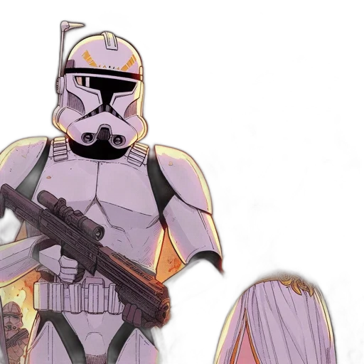 concept art, comic book art, pixel art, white-armored transparent PNG cut-out