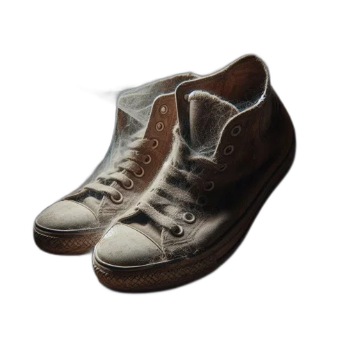 shoes, photorealistic, 3d render, abandoned transparent PNG cut-out