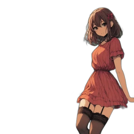 dress, staff, flower, anime transparent PNG cut-out