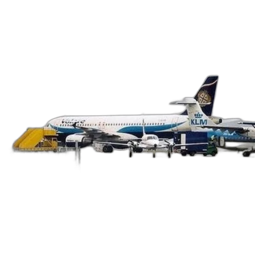 3d render, klm, airplane, parked transparent PNG cut-out