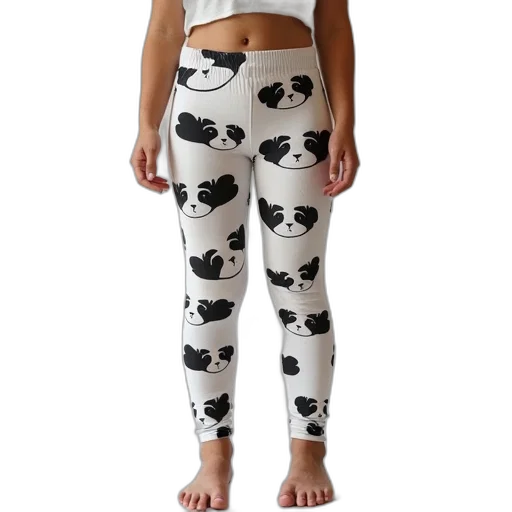monochrome, leggings, girls, panda transparent PNG cut-out