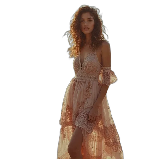 dress, photorealistic, golden, free transparent PNG cut-out
