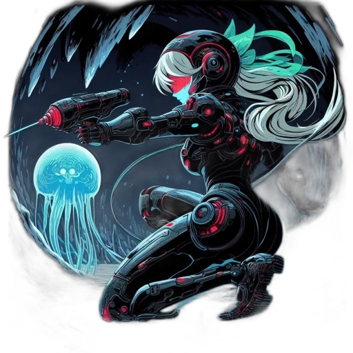 robot, concept art, comic book art, fantasy art transparent PNG cut-out