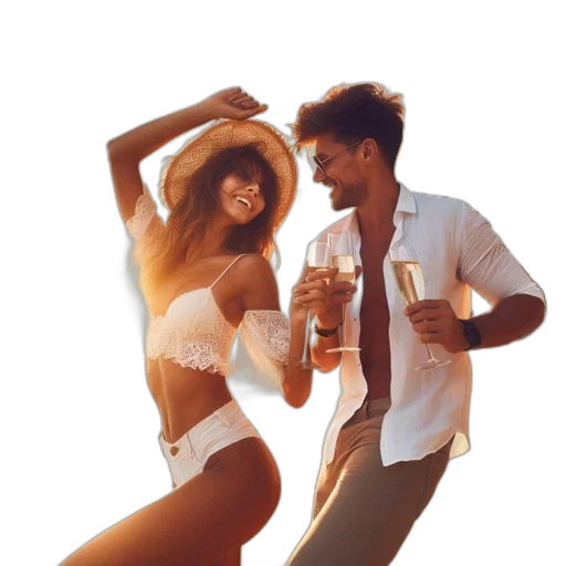 man, woman, celebrating, sandy transparent PNG cut-out