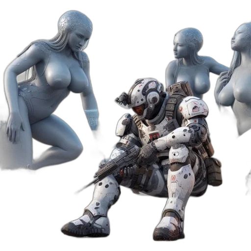 robot, concept art, 3d render, fantasy art transparent PNG cut-out