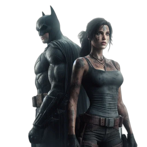 concept art, comic book art, 3d render, two transparent PNG cut-out
