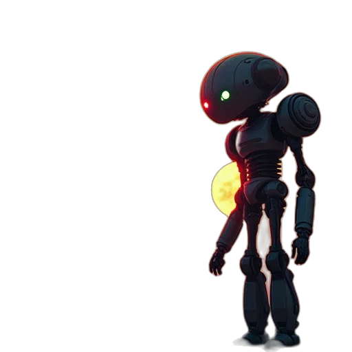 robot, creature, staff, weapon transparent PNG cut-out