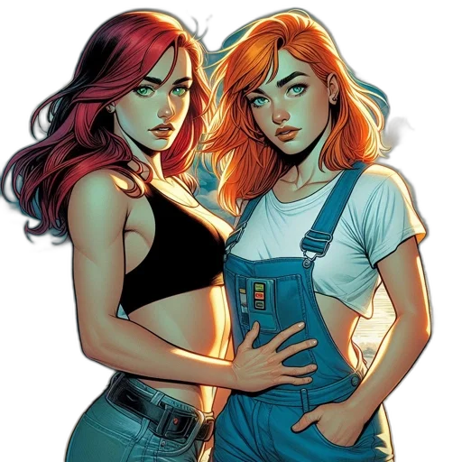 comic book art, concept art, cartoon, fantasy art transparent PNG cut-out