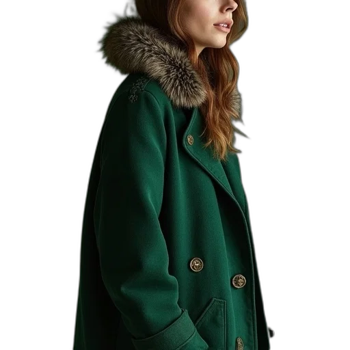 jacket, hat, photorealistic, green transparent PNG cut-out