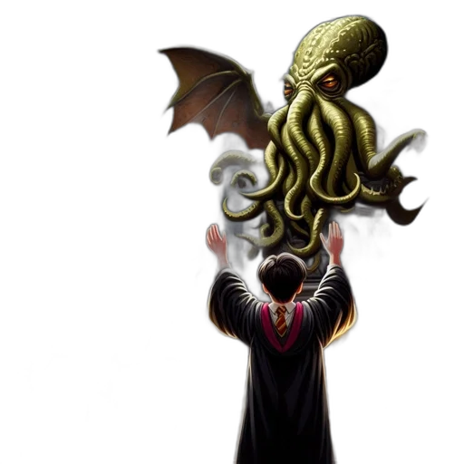 dragon, staff, mask, creature transparent PNG cut-out