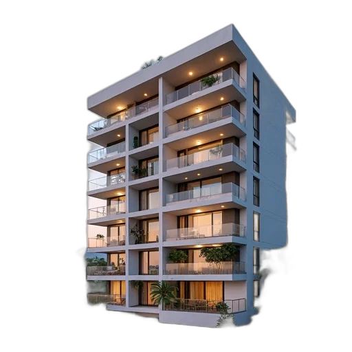 building, 3d render, photorealistic, modern transparent PNG cut-out