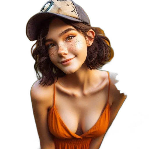 hat, face, dress, jewelry transparent PNG cut-out