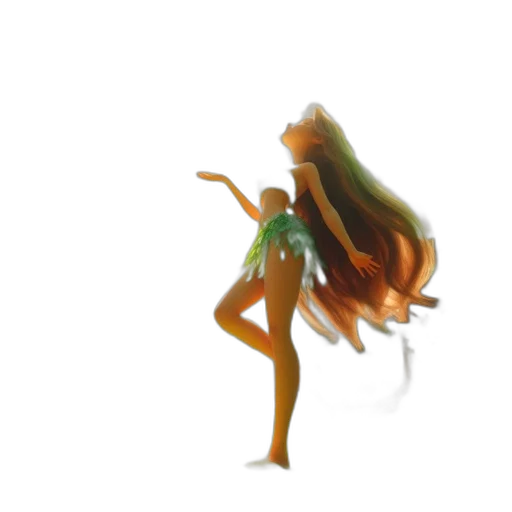 hair, dress, creature, staff transparent PNG cut-out