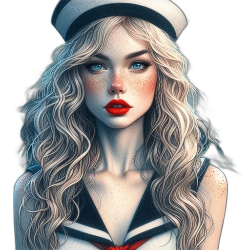 hat, face, dress, fantasy art transparent PNG cut-out