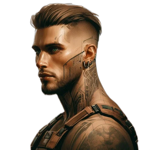 face, cyberpunk, fantasy art, concept art transparent PNG cut-out
