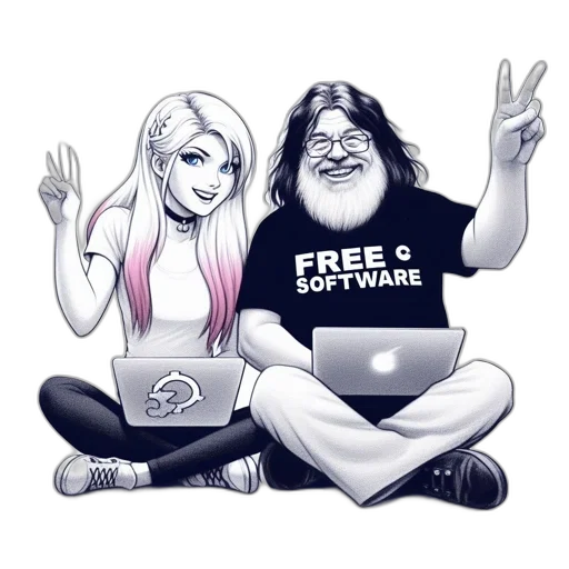 cartoon, vaporwave, two, animated transparent PNG cut-out