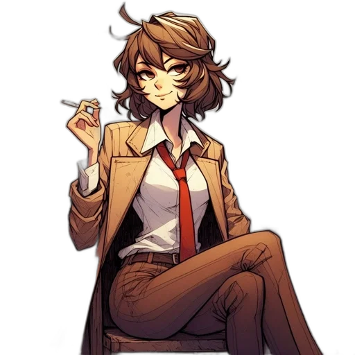 jacket, staff, concept art, anime transparent PNG cut-out