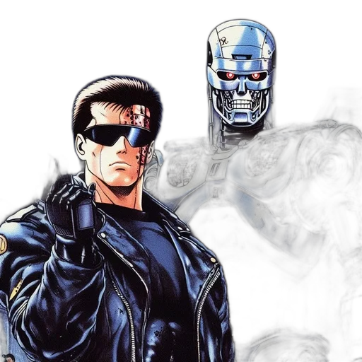 robot, comic book art, concept art, cyberpunk transparent PNG cut-out