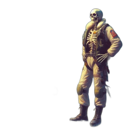 jacket, staff, mask, creature transparent PNG cut-out