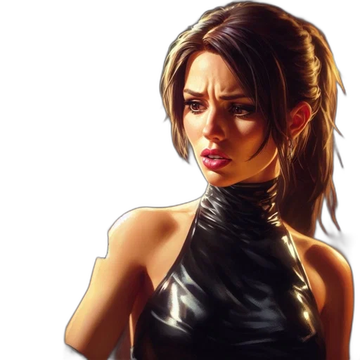 face, dress, photorealistic, comic book art transparent PNG cut-out