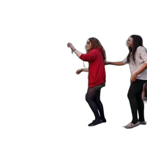 two, women, boarding, green transparent PNG cut-out