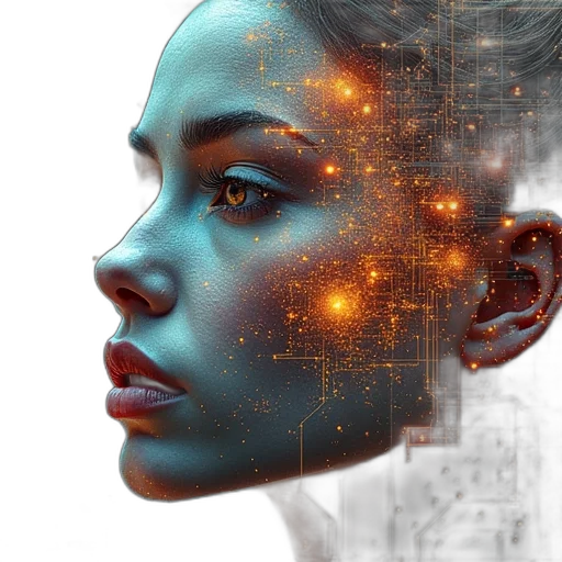 robot, face, cyberpunk, concept art transparent PNG cut-out