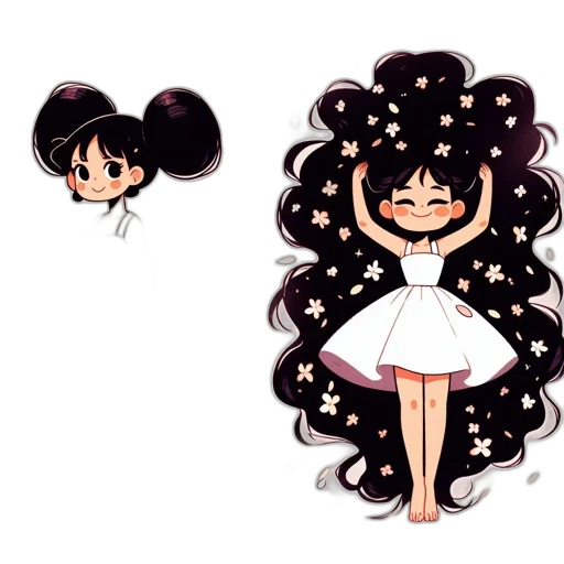 hair, creature, dress, cartoon transparent PNG cut-out
