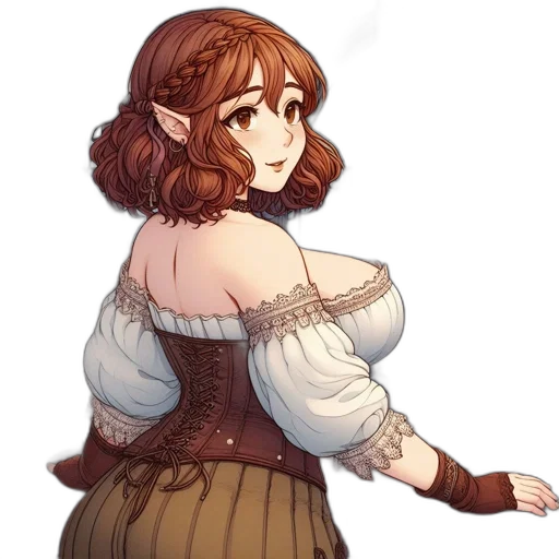 dress, staff, crown, fantasy art transparent PNG cut-out