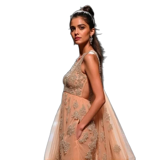 dress, photorealistic, earth tones, anika transparent PNG cut-out