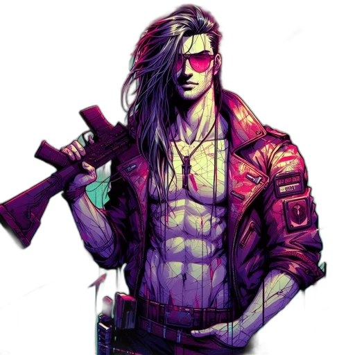 jacket, weapon, cyberpunk, concept art transparent PNG cut-out