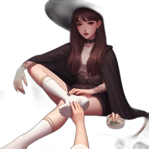 dress, hat, staff, shoes transparent PNG cut-out
