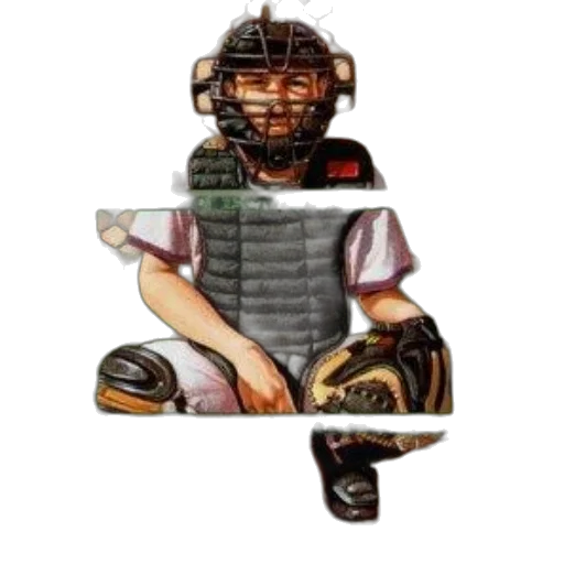 baseball, catcher, depicted, three-panel transparent PNG cut-out