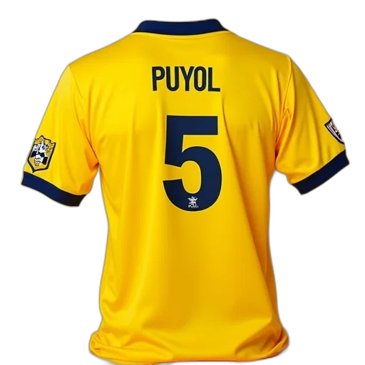 yellow, shirt, says, puyol transparent PNG cut-out