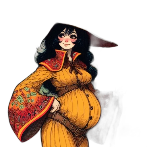 dress, staff, concept art, fantasy art transparent PNG cut-out