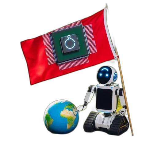 robot, 3d render, outer space, blue-lit transparent PNG cut-out