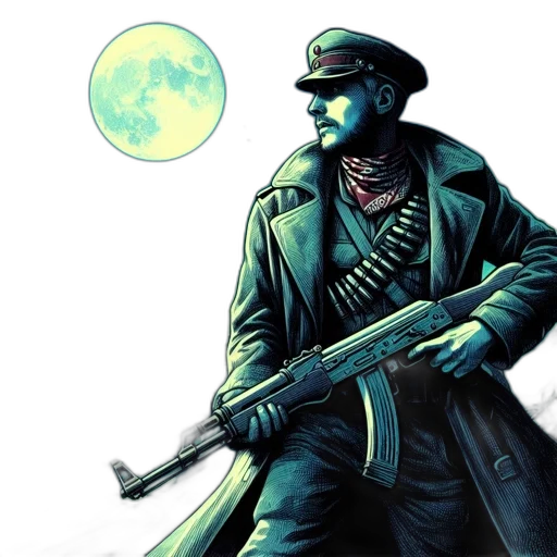 weapon, staff, jacket, comic book art transparent PNG cut-out