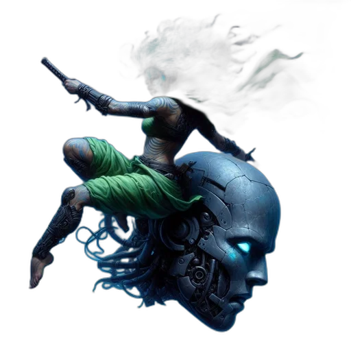 concept art, fantasy art, cyberpunk, 3d render transparent PNG cut-out