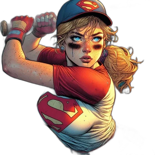 comic book art, concept art, cartoon, supergirl transparent PNG cut-out