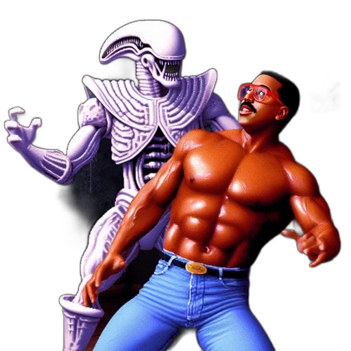 robot, creature, concept art, vaporwave transparent PNG cut-out