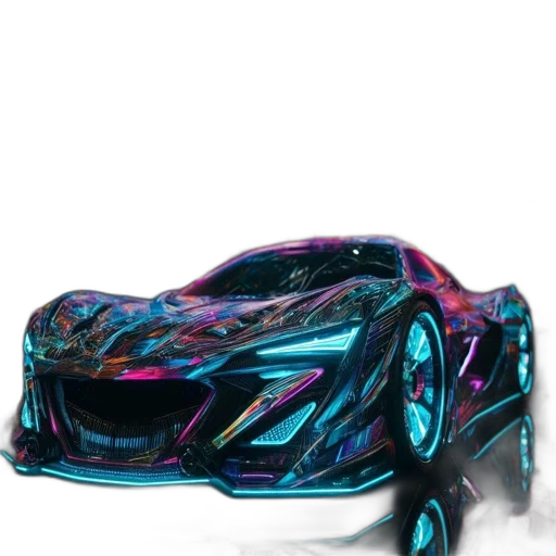 car, weapon, 3d render, vaporwave transparent PNG cut-out